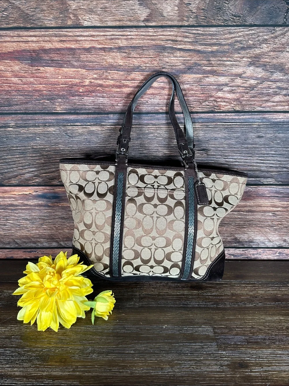 Coach Beaded Signature Gallery Tote Bag,